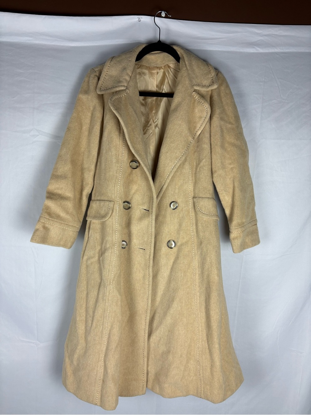 Vintage 1950s/60s long Wool coat overcoat peacoat jacket Top Flight USA winter
